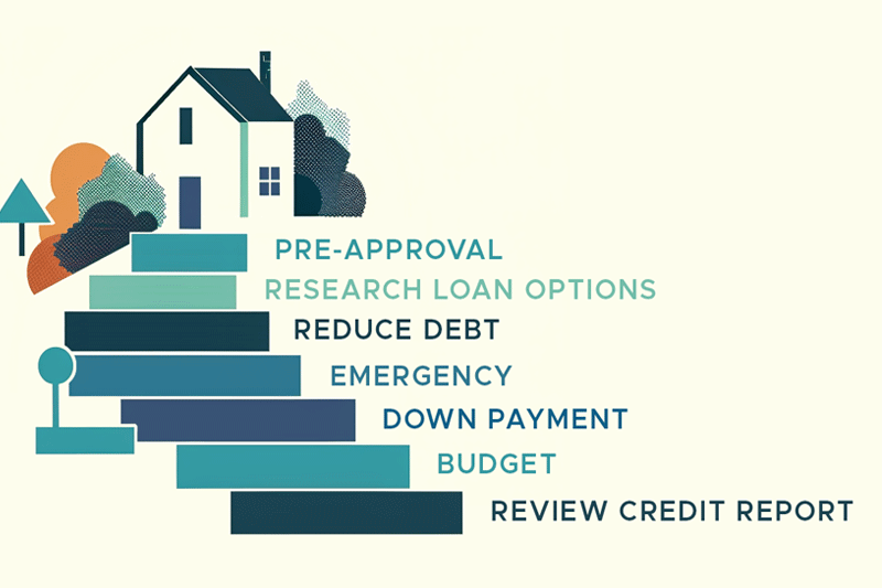 Graphic of steps to Mortgage Approval: 7 Steps to Financial Readiness for blog article